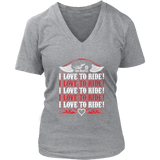 RED I Love To Ride Women’s V-Neck Tee