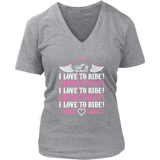 PINK I Love To Ride Women’s V-Neck Tee