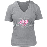 GiGi PINK/WHITE Women’s V-Neck T-Shirt-Short Sleeve Vneck Tee