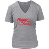 RED READY TO RIDE WITH SWIRLS WOMEN'S VNECK TEE