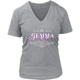 Gemma PURPLE/WHITE Women’s V-Neck T-Shirt-Short Sleeve