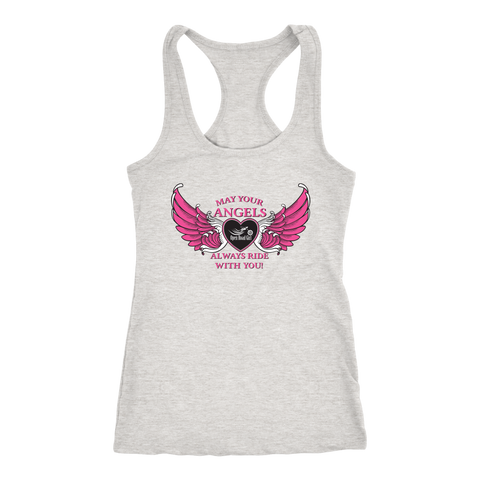 WHITE or GREY/Pink May your Angels Always Ride with You Tank Top (2) COLORS