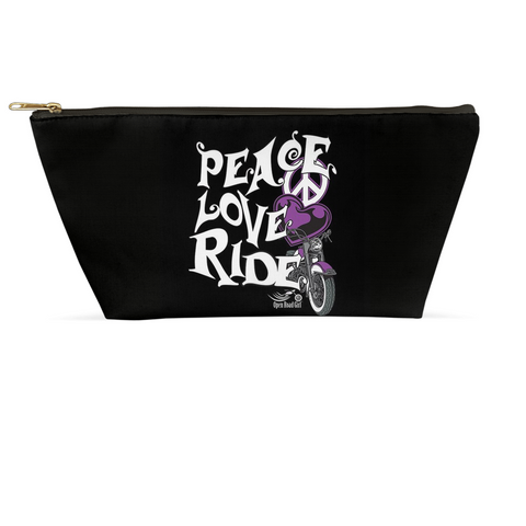 PURPLE Peace, Love, Ride Large Accessory Bags, 2 Sizes