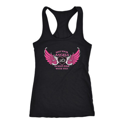 Black/Pink May your Angels Always Ride with You Tank Top (2) STYLES