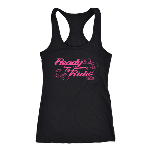 PINK Ready to Ride with Swirls Racerback Tank Top