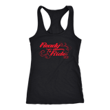 RED READY TO RIDE WITH SWIRLS RACERBACK TANK TOP