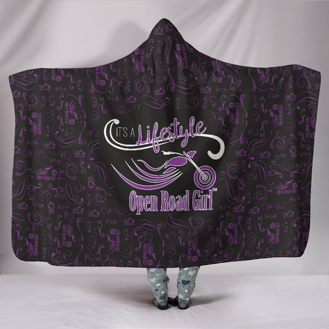 PURPLE/Black Open Road Girl Hooded Blanket, 2 Styles