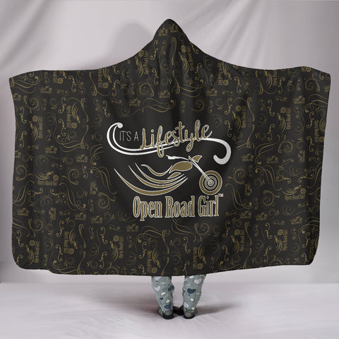 Black/Gold Open Road Girl Hooded Blanket, 2 Sizes