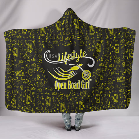 YELLOW/Black Open Road Girl Hooded Blanket, 2 Sizes