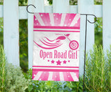 Open Road Girl with Stripes Garden or House FLAG ONLY, 7 COLORS