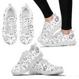 White Scatter Design Tennis Shoes with White Soles, 2 COLORS