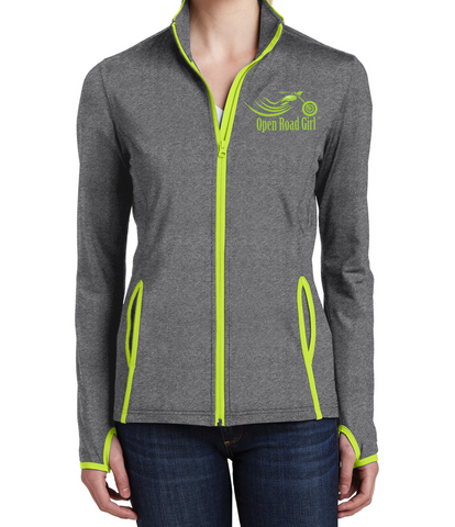 NEON GREEN/GREY Open Road Girl Full-Zip Jacket with Thumb Holes (SMALL ONLY)