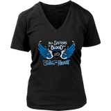 BLUE NOT SISTERS BY BLOOD...OPEN ROAD GIRL V-NECK SHIRT