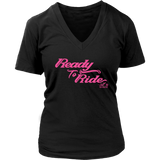 PINK READY TO RIDE WOMEN'S VNECK TEE