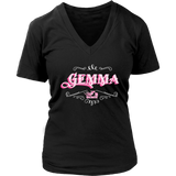 Gemma PINK/WHITE Women’s V-Neck T-Shirt-Short Sleeve