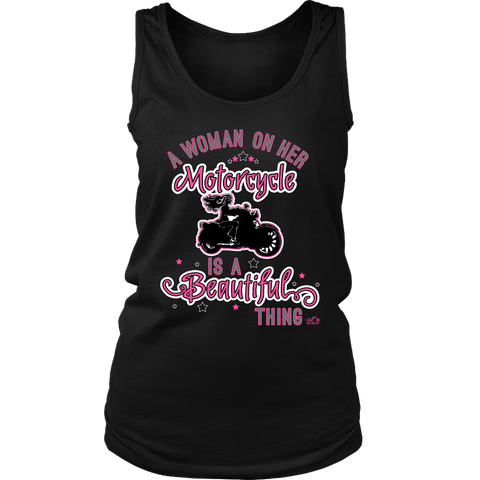 PINK A Woman on her Motorcycle is a Beautiful Thing Wide Back Tank Top