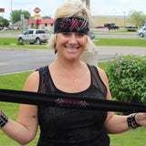 open road girl breast cancer rhinestone headwrap for lady biker motorcycle bandana for women