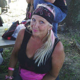 open road girl breast cancer rhinestone headwrap for lady biker motorcycle bandana for women