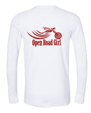CHOOSE your LOGO color!  GLITTER Open Road Girl WHITE Thermal Long Sleeve Tee