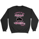 PINK A Woman on her Motorcycle is a Beautiful Thing UNISEX Crewneck Sweatshirt
