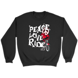 RED Peace Love Ride Unisex Crewneck Sweatshirt