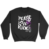 PURPLE Peace Love Ride Unisex Crewneck Sweatshirt